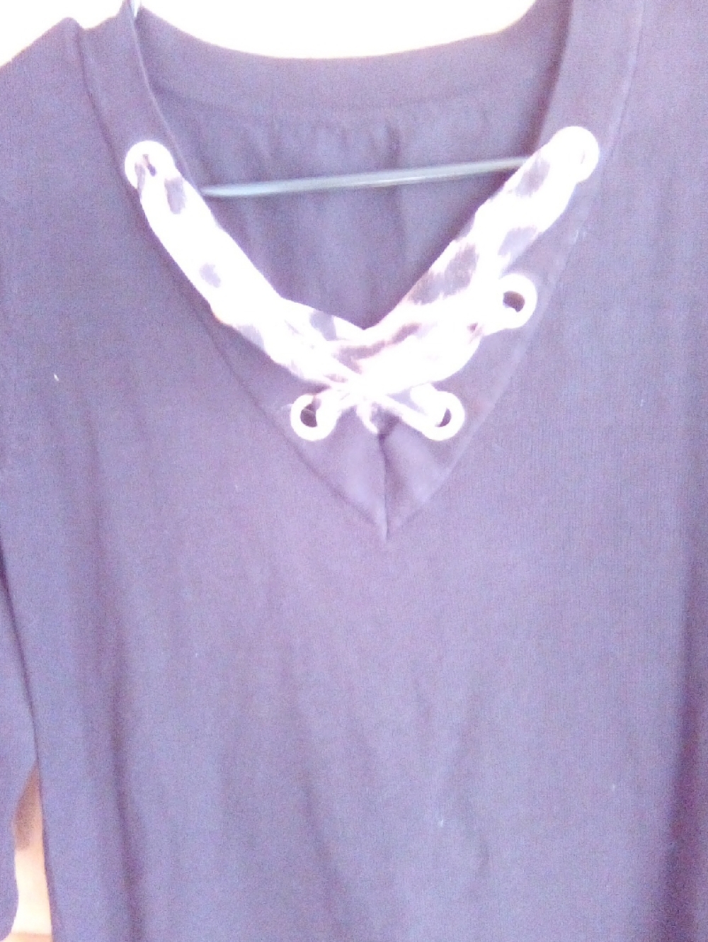 Women’s Lace-Up V-Neck It's Black And Brown Accent